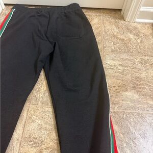 Gucci Black Joggers with Red and Green Accents